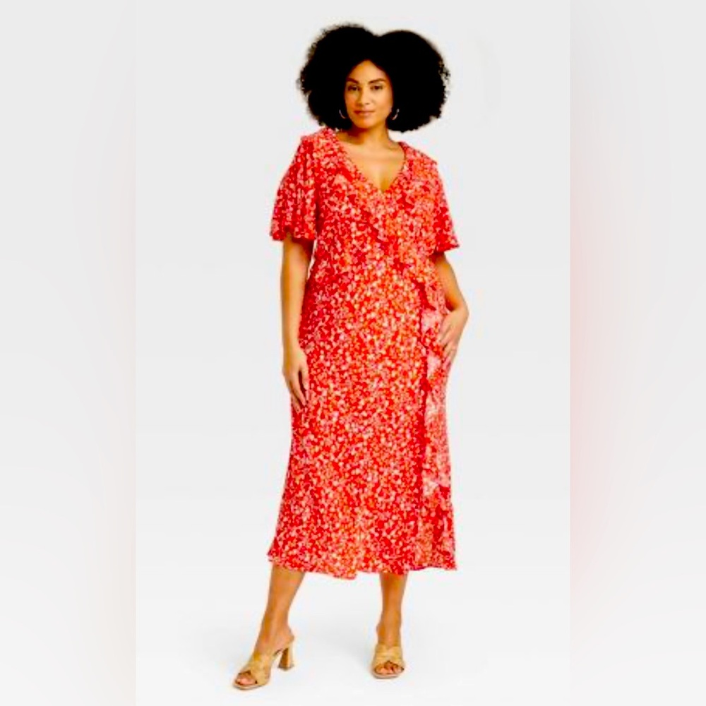 Red ruffle dress